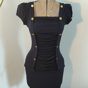 Allen B Navy Rouched Sailor Dress